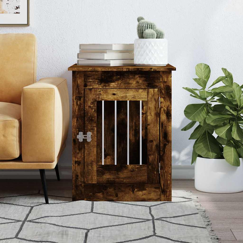 Load image into Gallery viewer, Vidaxl hondenbench 55 x 80 x 68 cm bewerkt hout gerookt eikenkleurig