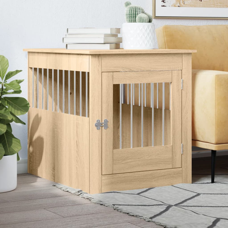 Cargue la imagen en el visor de la galería, Vidaxl hondenbench 64,5x80x71 cm bewerkt hout sonoma eikenkleurig