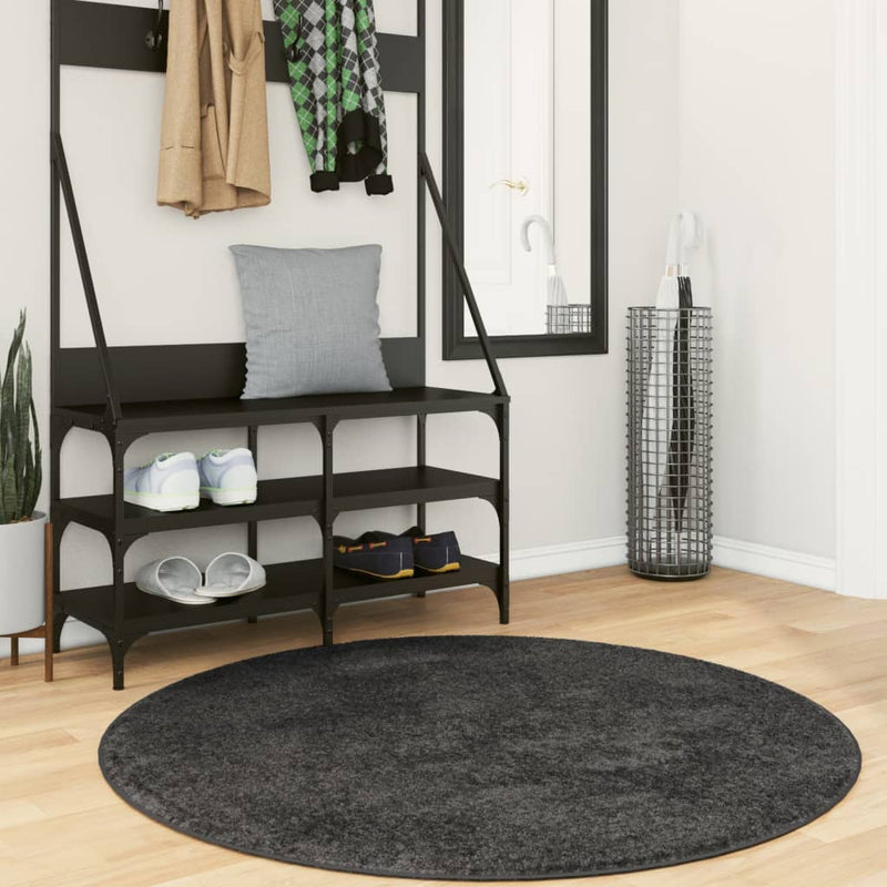 Load image into Gallery viewer, Vidaxl vloerkleed pamplona shaggy hoogpolig modern ø 160 cm antraciet