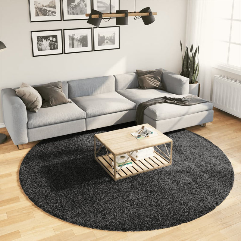 Load image into Gallery viewer, Vidaxl vloerkleed pamplona shaggy hoogpolig modern ø 240 cm antraciet