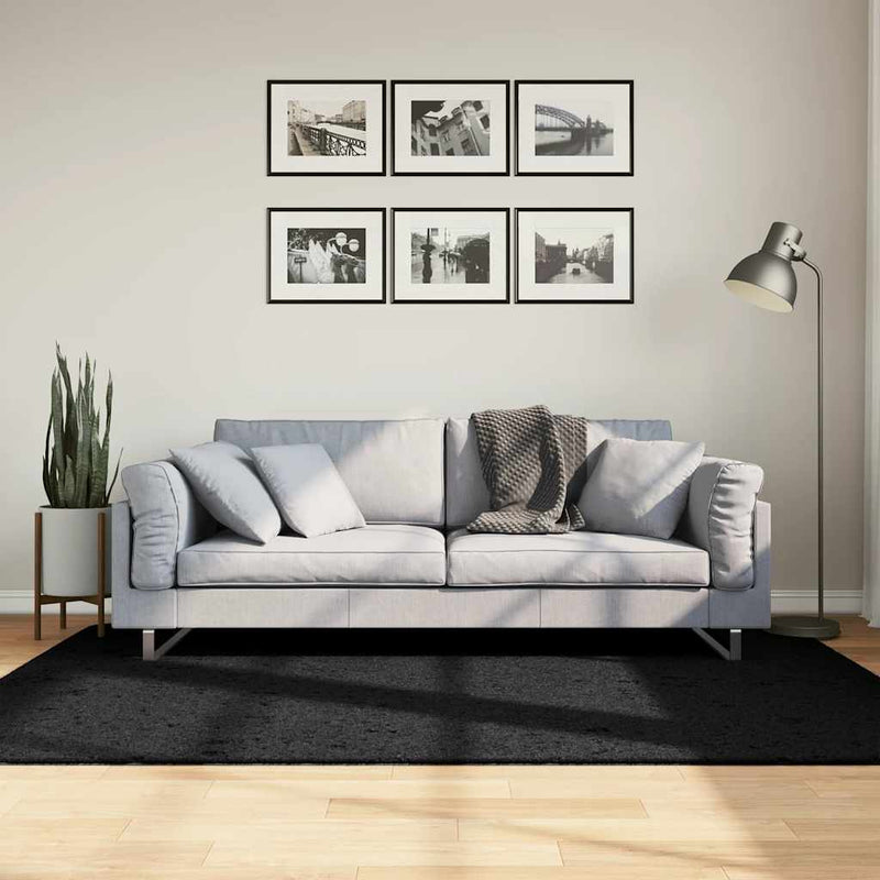 Load image into Gallery viewer, Vidaxl vloerkleed pamplona shaggy hoogpolig modern 140x200 cm zwart