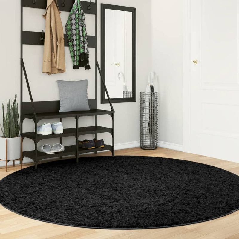 Cargue la imagen en el visor de la galería, Vidaxl vloerkleed pamplona shaggy hoogpolig modern ø 200 cm zwart