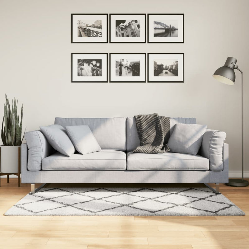 Load image into Gallery viewer, Vidaxl vloerkleed pamplona shaggy hoogpolig 80x150 cm crème en zwart