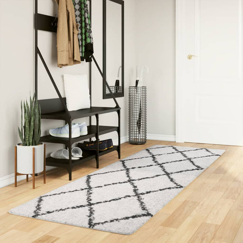 Load image into Gallery viewer, Vidaxl vloerkleed pamplona shaggy hoogpolig 80x250 cm crème en zwart