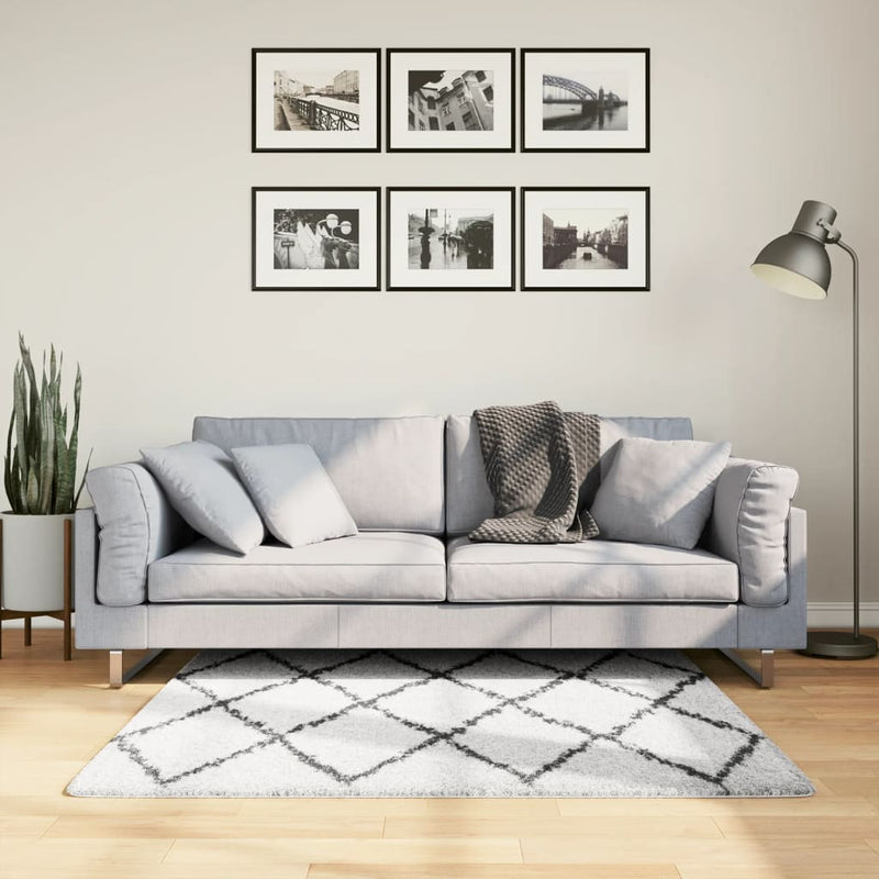 Load image into Gallery viewer, Vidaxl vloerkleed pamplona shaggy hoogpolig 120x120 cm crème en zwart