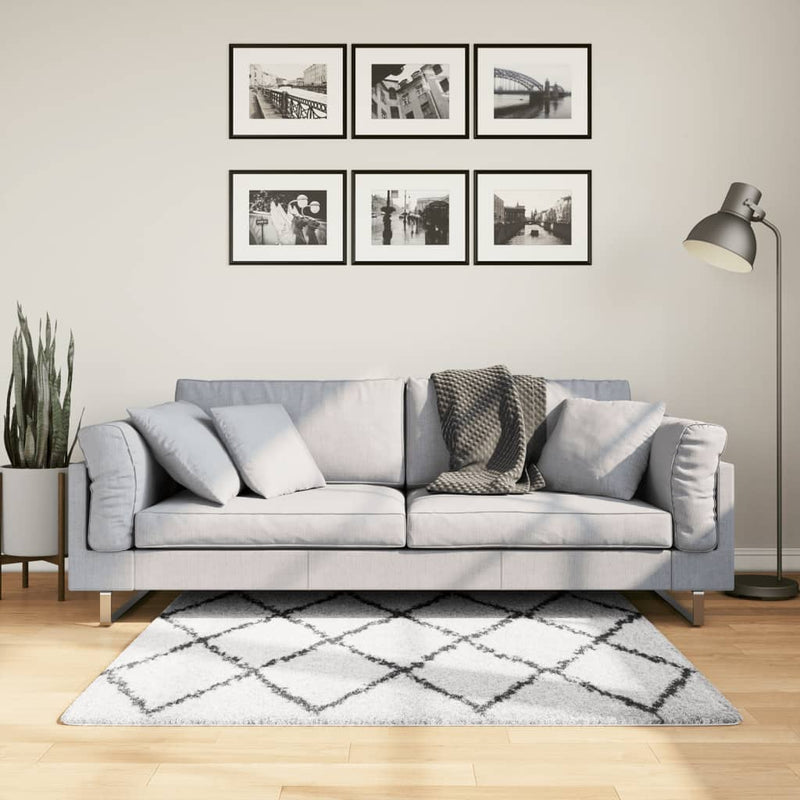 Load image into Gallery viewer, Vidaxl vloerkleed pamplona shaggy hoogpolig 120x170 cm crème en zwart