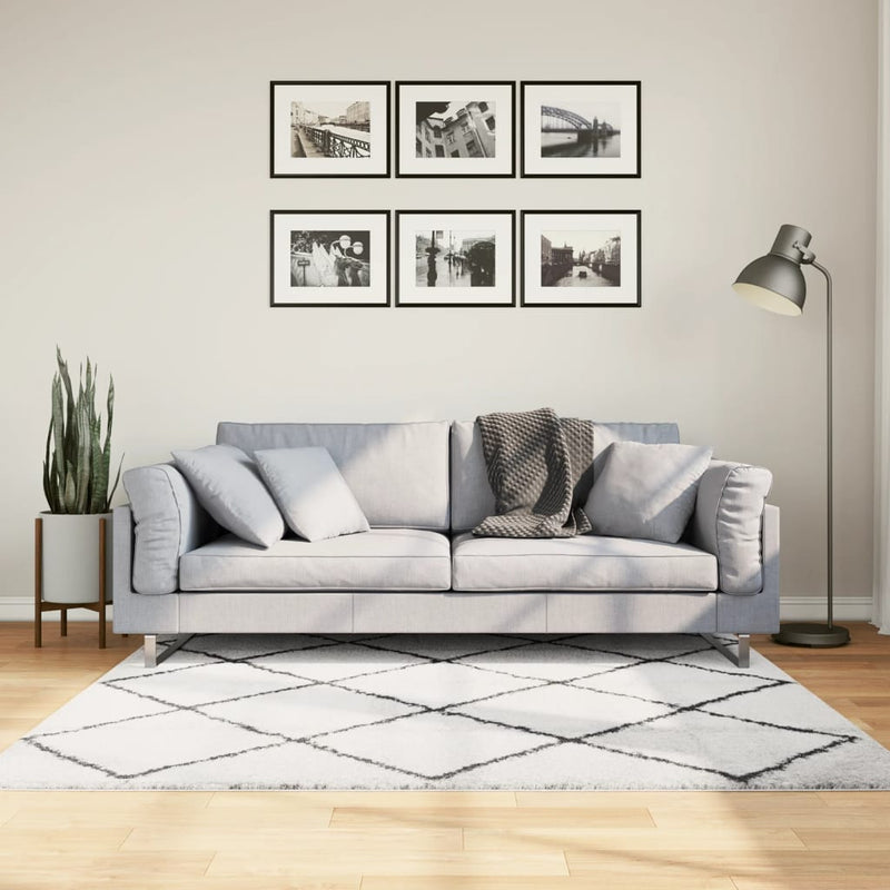 Load image into Gallery viewer, Vidaxl vloerkleed pamplona shaggy hoogpolig 160x160 cm crème en zwart