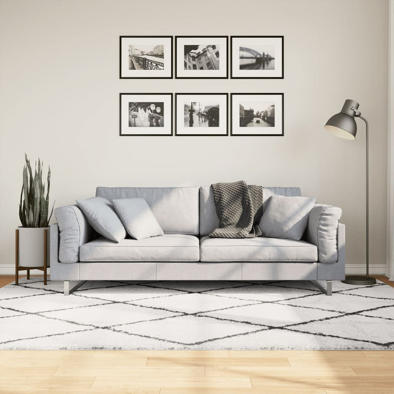Load image into Gallery viewer, Vidaxl vloerkleed pamplona shaggy hoogpolig 160x230 cm crème en zwart