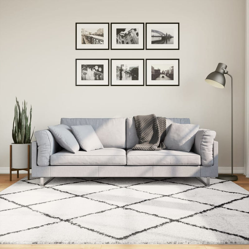 Load image into Gallery viewer, Vidaxl vloerkleed pamplona shaggy hoogpolig 200x200 cm crème en zwart