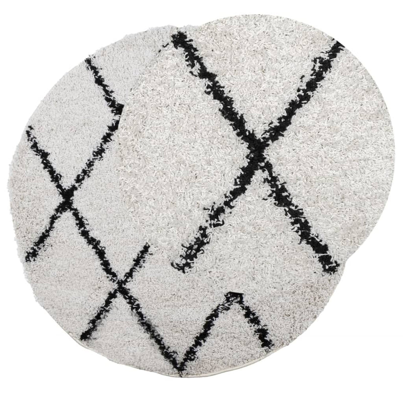 Load image into Gallery viewer, Vidaxl vloerkleed pamplona shaggy hoogpolig ø 80 cm crème en zwart