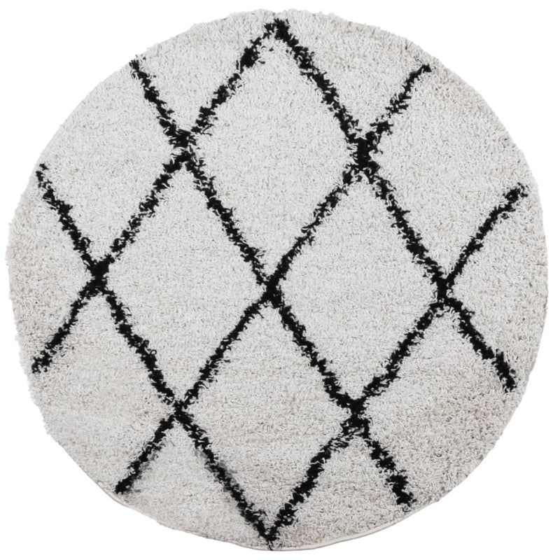 Load image into Gallery viewer, Vidaxl vloerkleed pamplona shaggy hoogpolig ø 100 cm crème en zwart