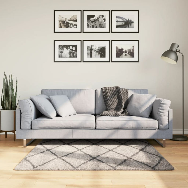 Load image into Gallery viewer, Vidaxl vloerkleed pamplona shaggy hoogpolig 120x120 cm beige antraciet