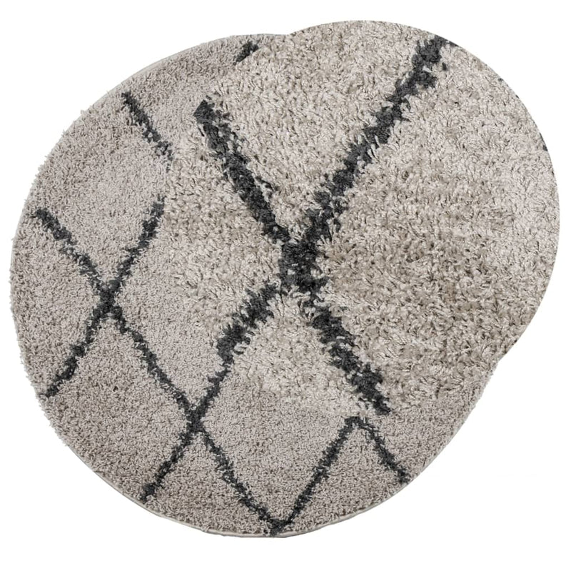 Load image into Gallery viewer, Vidaxl vloerkleed pamplona shaggy hoogpolig ø 160 cm beige antraciet