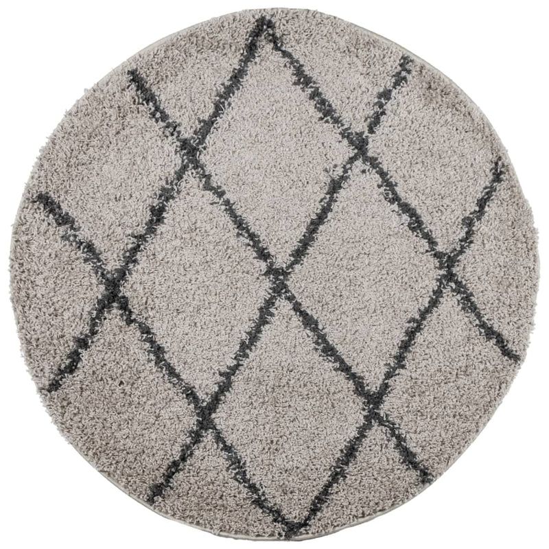 Load image into Gallery viewer, Vidaxl vloerkleed pamplona shaggy hoogpolig ø 200 cm beige antraciet