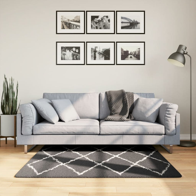Load image into Gallery viewer, Vidaxl vloerkleed pamplona shaggy hoogpolig 120x120 cm zwart en crème