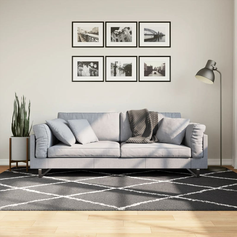 Load image into Gallery viewer, Vidaxl vloerkleed shaggy hoogpolig modern 160x230 cm zwart en crème