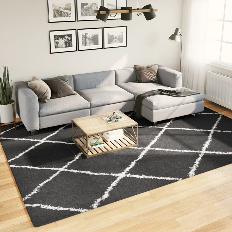 Load image into Gallery viewer, Vidaxl vloerkleed shaggy hoogpolig modern 240x340 cm zwart en crème