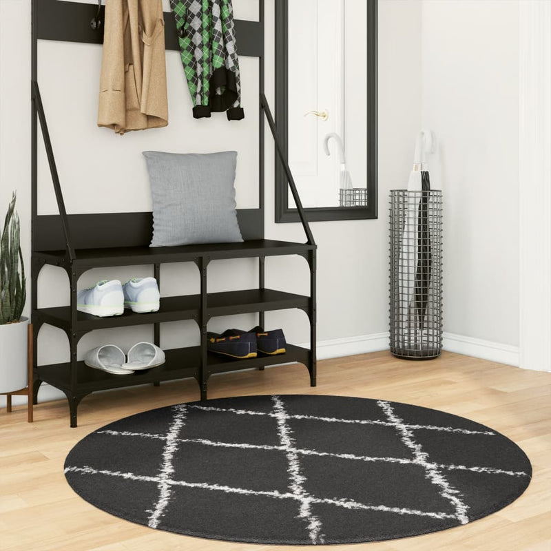 Load image into Gallery viewer, Vidaxl vloerkleed pamplona shaggy hoogpolig ø 120 cm zwart en crème