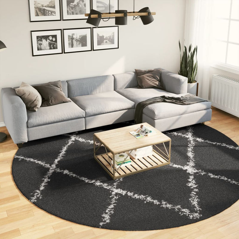 Load image into Gallery viewer, Vidaxl vloerkleed pamplona shaggy hoogpolig ø 280 cm zwart en crème