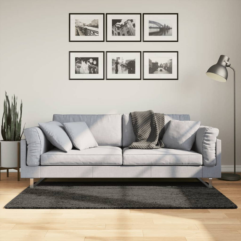 Load image into Gallery viewer, Vidaxl vloerkleed istan hoogpolig glanzend 80x150 cm antracietkleurig