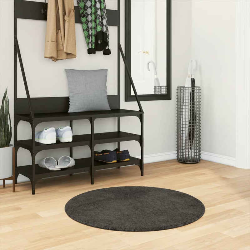 Load image into Gallery viewer, Vidaxl vloerkleed istan hoogpolig glanzend ø 80 cm antracietkleurig