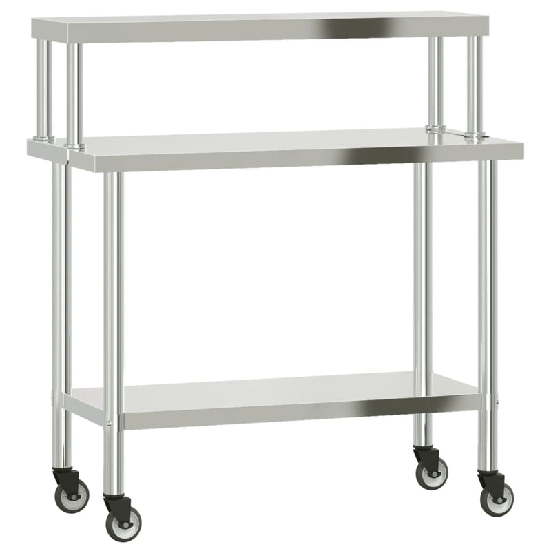 ギャラリービューアに画像をロードする, Vidaxl keukenwerktafel met bovenschap 110x55x120 cm roestvrij staal