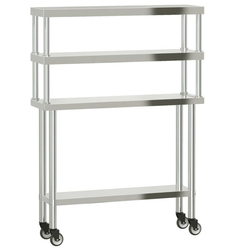 Load image into Gallery viewer, Vidaxl keukenwerktafel met bovenschap 110x30x150 cm roestvrij staal