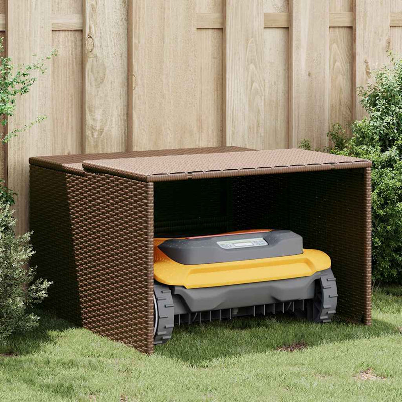 Load image into Gallery viewer, Vidaxl garage voor robotmaaier 86x90x52 57 cm poly rattan bruin