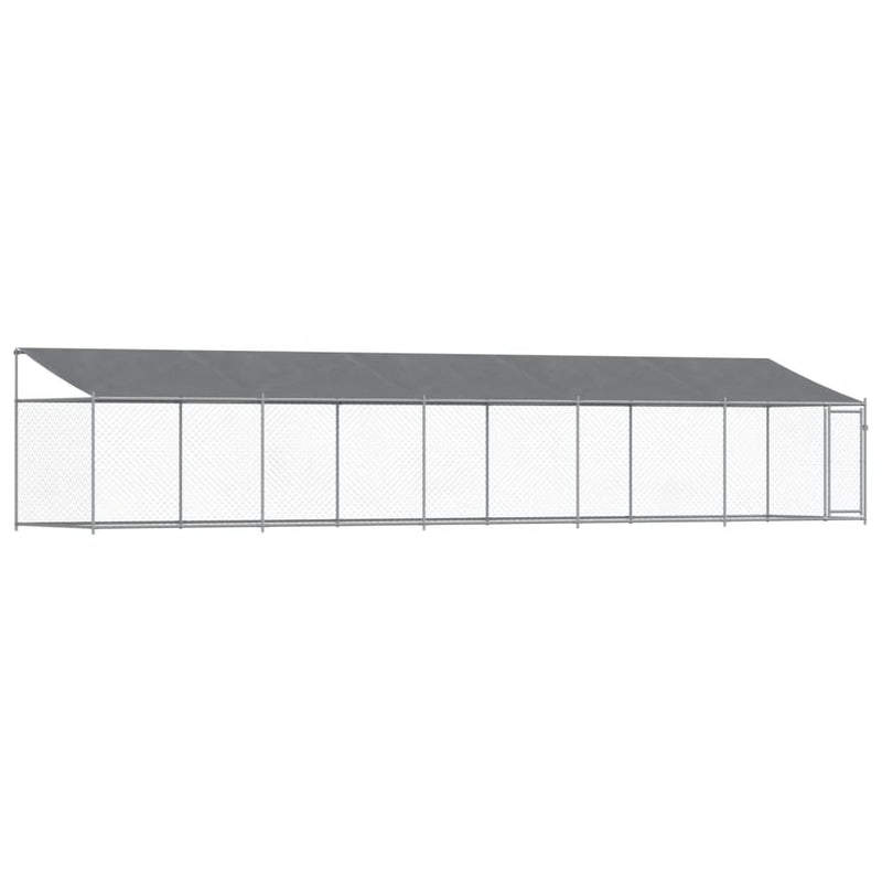 Load image into Gallery viewer, VidaXL Hondenhok met dak en deur 10x2x2 m gegalvaniseerd staal grijs