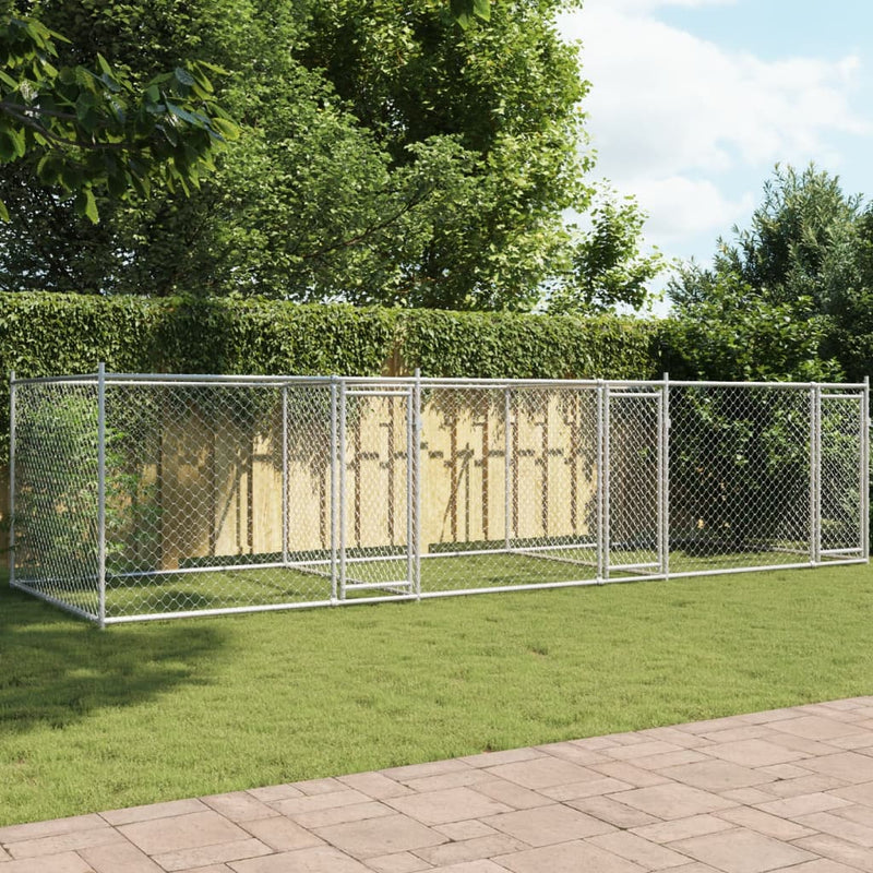 Load image into Gallery viewer, VidaXL Hondenhok met deuren 6x2x1,5 m gegalvaniseerd staal grijs