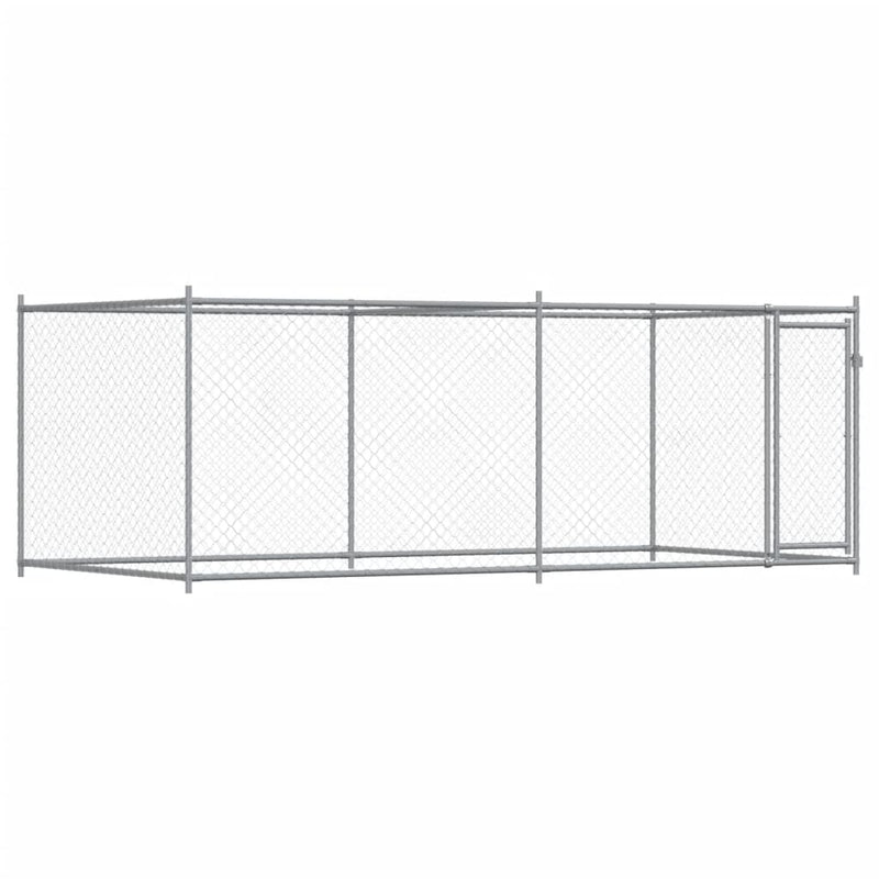 Chargez l'image dans la visionneuse de la galerie, Vidaxl hondenhok met deur 4x2x1,5 m gegalvaniseerd staal grijs