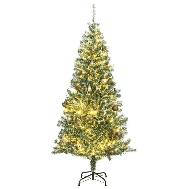 Load image into Gallery viewer, VidaXL Kunstkerstboom met 300 LED's kerstballen en sneeuw 210 cm