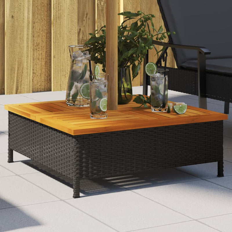 Load image into Gallery viewer, Vidaxl parasolvoetbedekking 70x70x25 cm poly rattan acaciahout zwart