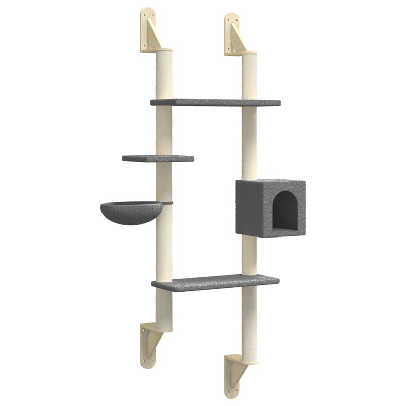 Load image into Gallery viewer, Vidaxl kattenmeubel wandgemonteerd met krabpaal 180 cm donkergrijs