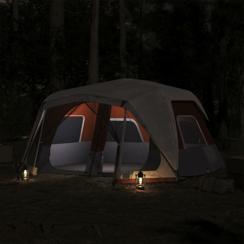 Load image into Gallery viewer, Vidaxl tent met led 10-persoons snelontgrendeling lichtgrijs en oranje