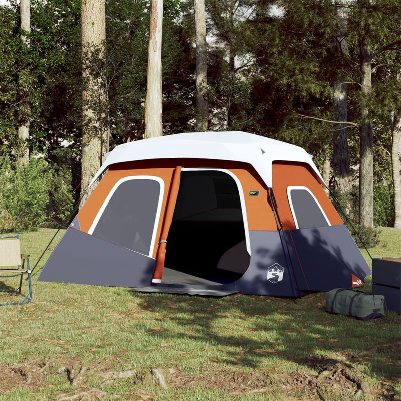 Load image into Gallery viewer, Vidaxl tent met led 6-persoons snelontgrendeling lichtgrijs en oranje