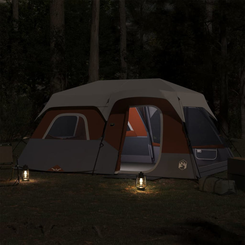 Load image into Gallery viewer, Vidaxl tent 9-persoons waterdicht met led lichtgrijs en oranje