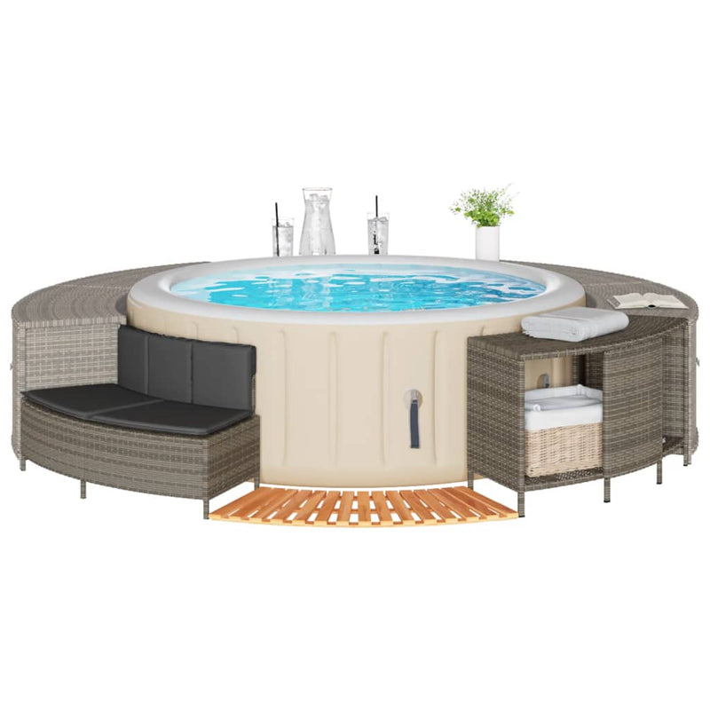 Afbeelding laden in galerijviewer, Vidaxl hottub-ombouw poly rattan massief acaciahout grijs