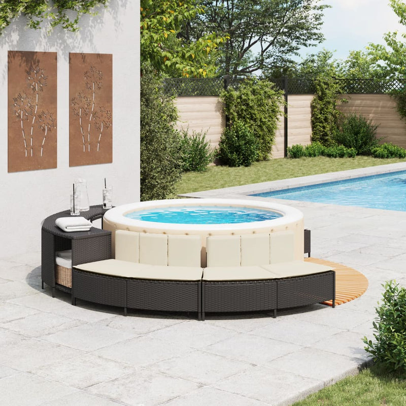 Afbeelding laden in galerijviewer, Vidaxl hottub-bankjes met kussens 2 st poly rattan zwart