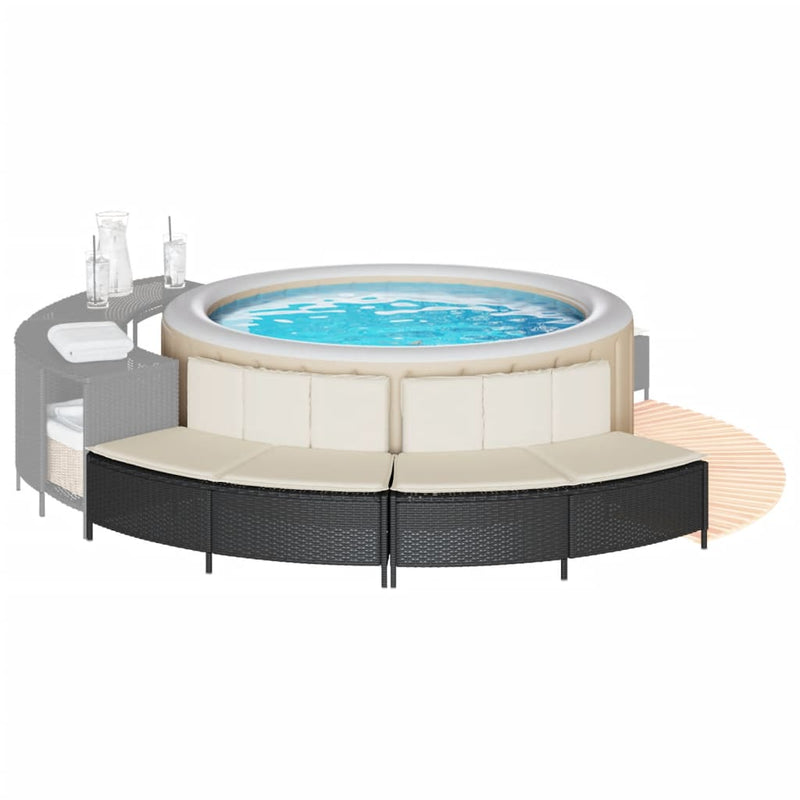 Afbeelding laden in galerijviewer, Vidaxl hottub-bankjes met kussens 2 st poly rattan zwart