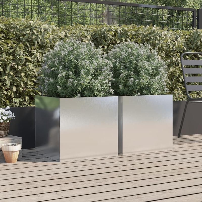 Load image into Gallery viewer, Vidaxl plantenbakken 2 st 49x47x46 cm roestvrij staal zilverkleurig