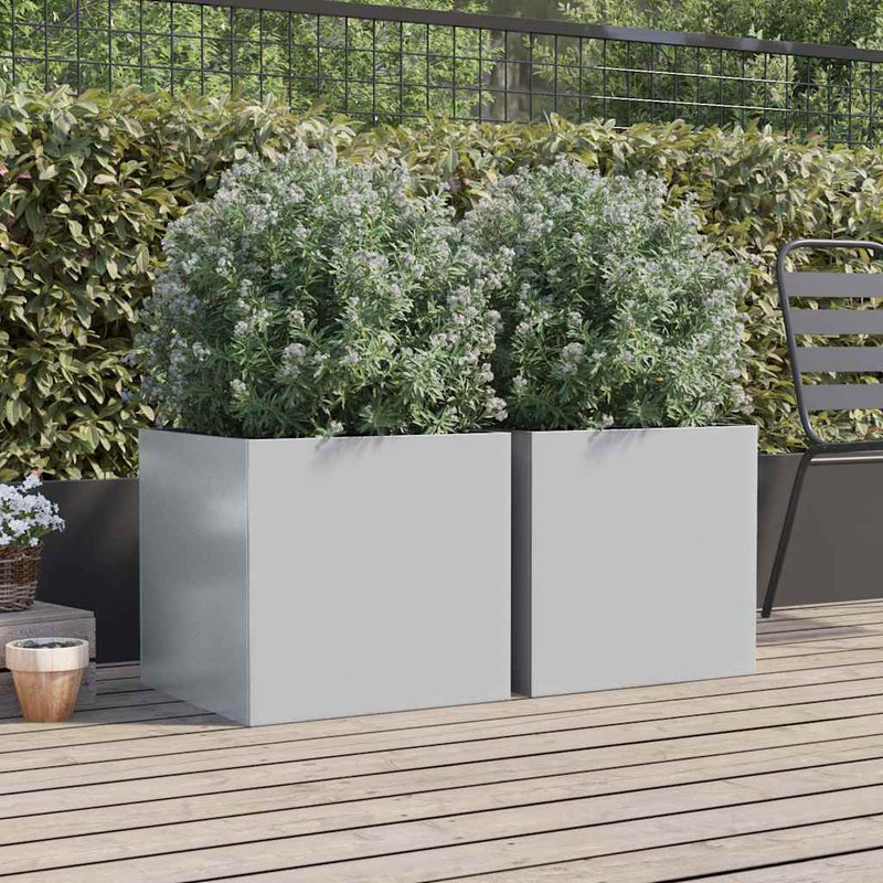 Load image into Gallery viewer, Vidaxl plantenbakken 2 st 49x47x46 cm gegalvaniseerd staal zilverkleur
