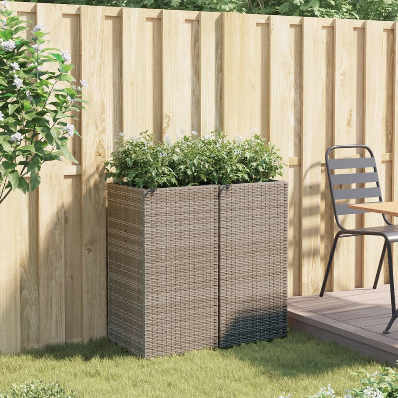 Load image into Gallery viewer, Vidaxl plantenbakken 2 st 40x40x80 cm poly rattan grijs