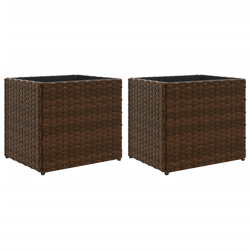 Load image into Gallery viewer, Vidaxl plantenbakken 2 st 36x30x32 cm poly rattan bruin