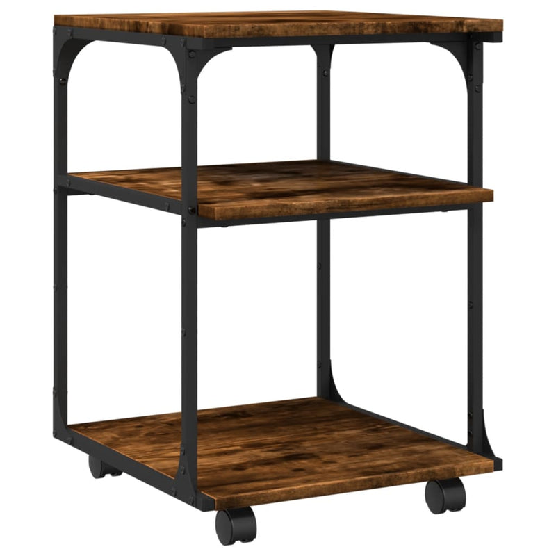 Afbeelding laden in galerijviewer, Vidaxl printerkastje 3-laags 43x48x64 cm bewerkt hout gerookt eiken