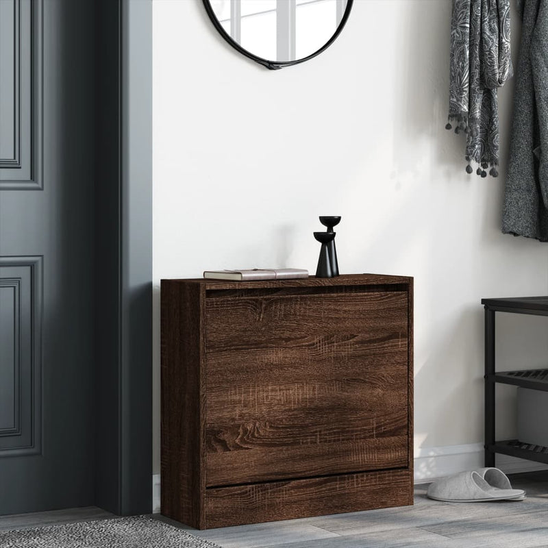 Load image into Gallery viewer, Vidaxl schoenenkast 60x21x57 cm bewerkt hout bruin eikenkleur