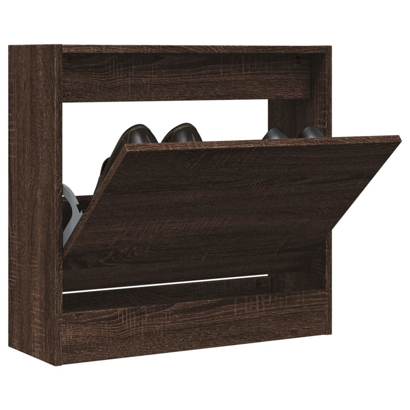 Load image into Gallery viewer, Vidaxl schoenenkast 60x21x57 cm bewerkt hout bruin eikenkleur