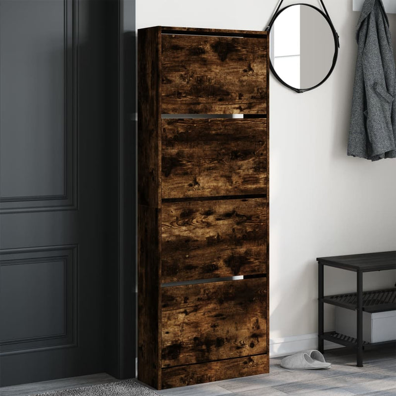 Load image into Gallery viewer, Vidaxl schoenenkast 60x21x163,5 cm bewerkt hout gerookt eikenkleurig