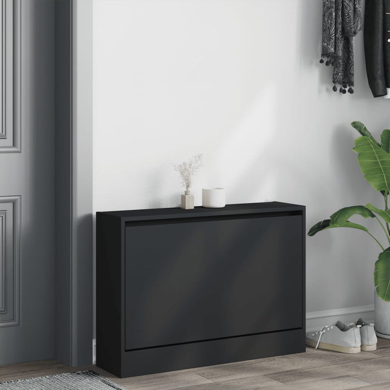 Load image into Gallery viewer, Vidaxl schoenenkast 80x21x57 cm bewerkt hout zwart