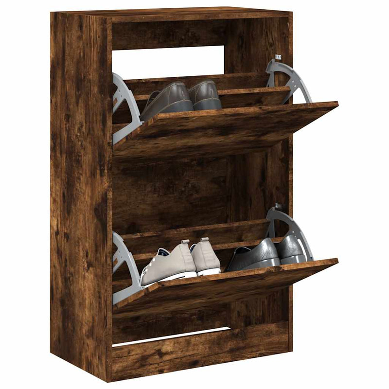 Load image into Gallery viewer, Vidaxl schoenenkast 60x34x96,5 cm bewerkt hout gerookt eikenkleurig